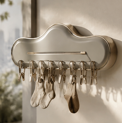 VATILYMOAY cloud-shaped wall-mounted clip drying rack clean product view champagne gold