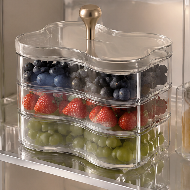 VATILYMOAY 3-tier wave clear fruit organizer clean product view in fridge