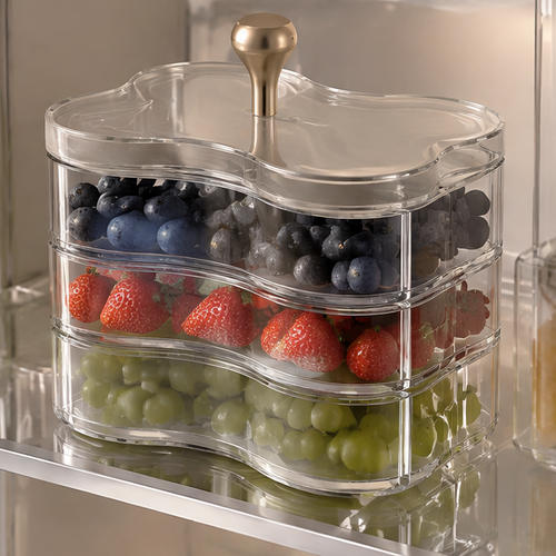 VATILYMOAY 3-tier wave clear fruit organizer clean product view in fridge