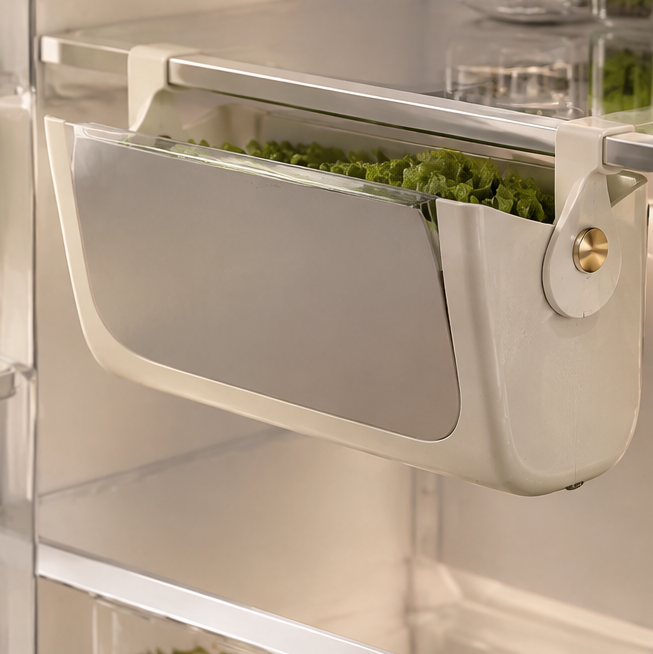 VATILYMOAY fridge organizer smooth rotating design gold knob