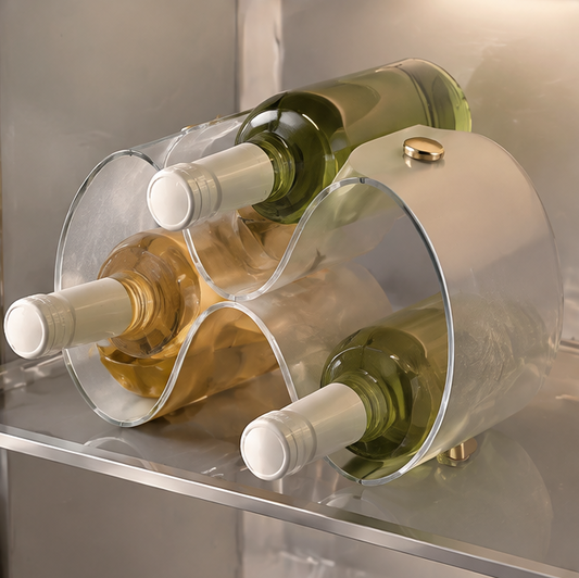 VATILYMOAY clear acrylic 3-bottle wine rack clean product view in fridge