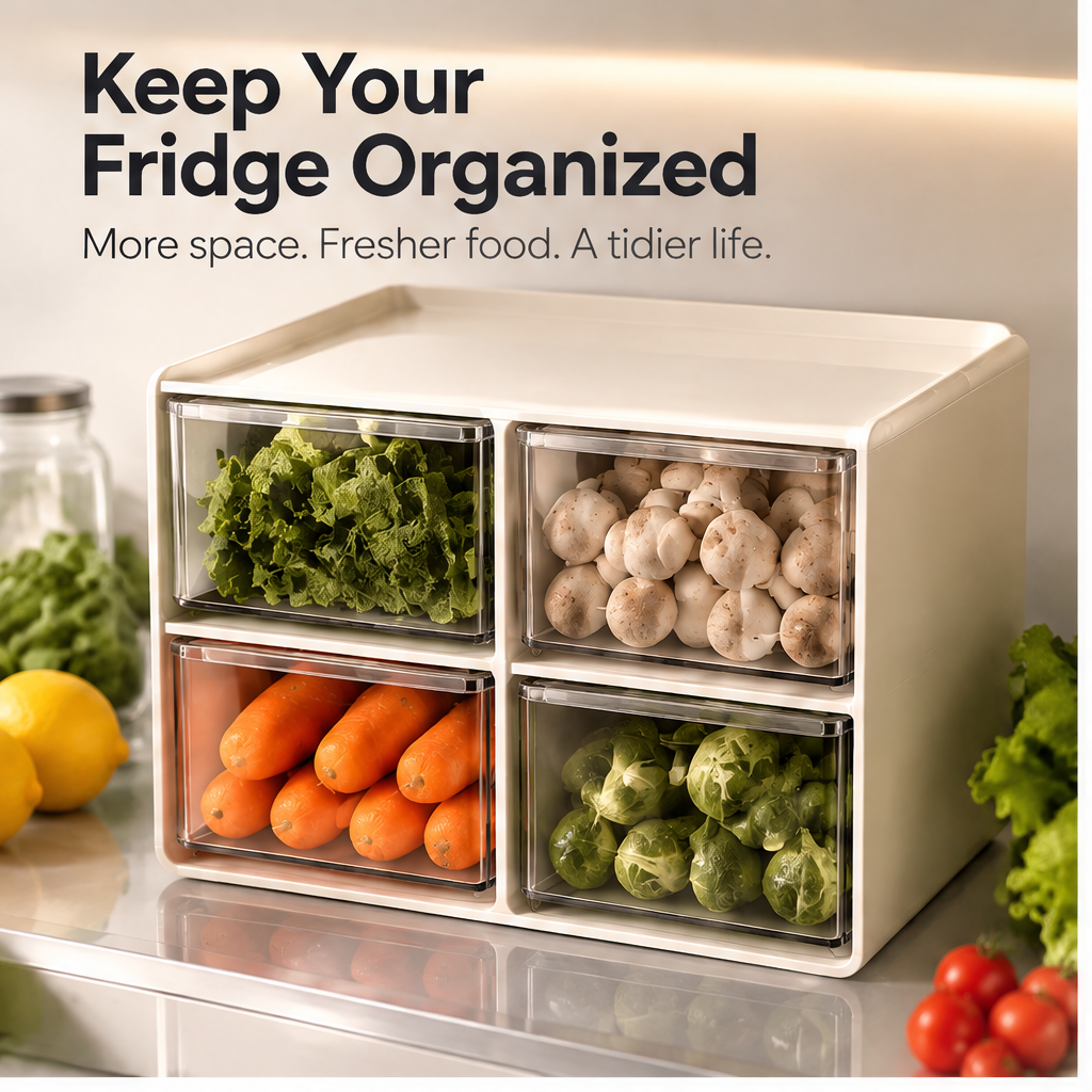 VATILYMOAY 4-Drawer Clear Veggie Fridge Storage