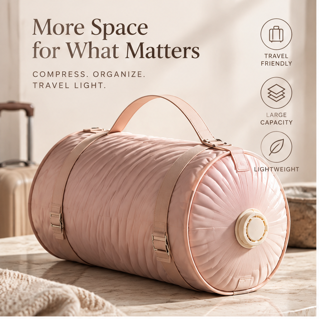 VATILYMOAY pink cylinder vacuum bag organize smarter moisture dust odor resistant