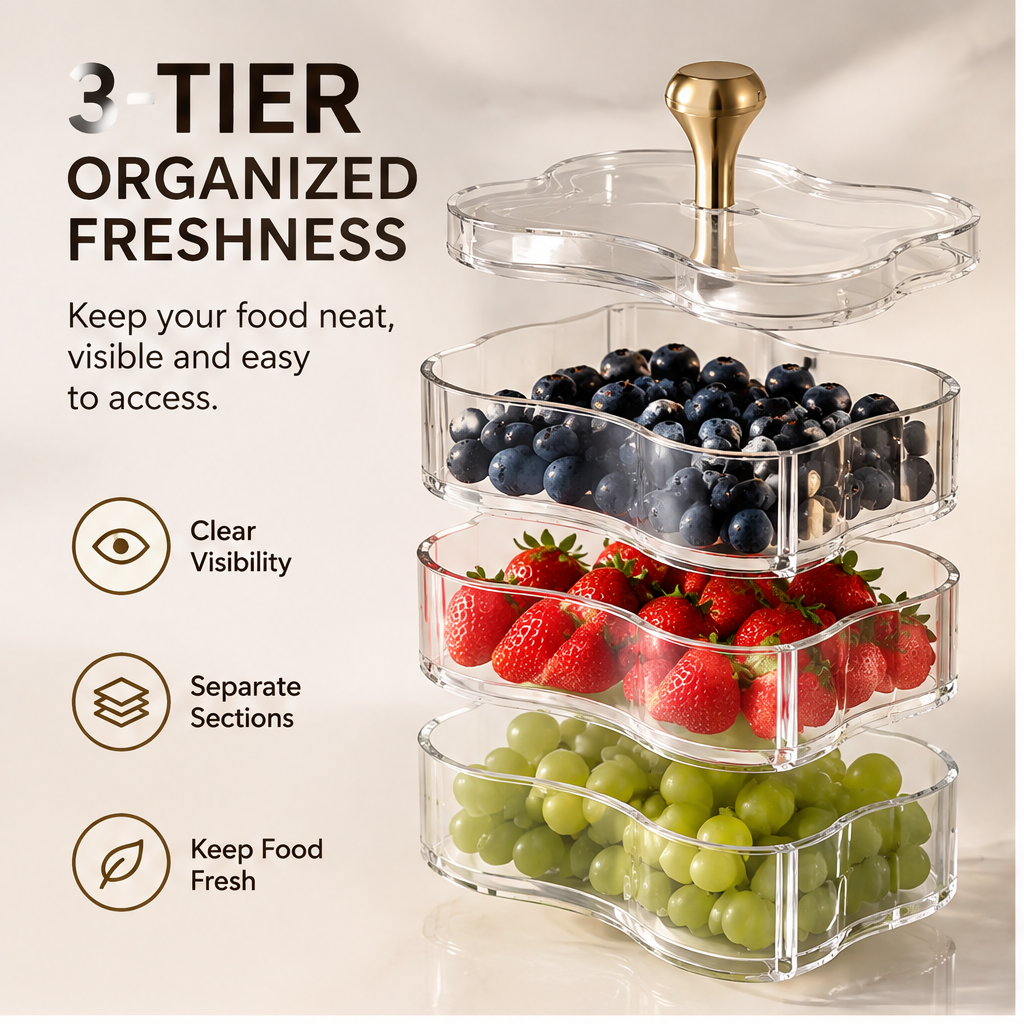 VATILYMOAY 3-tier wave organizer separate sections clear visibility