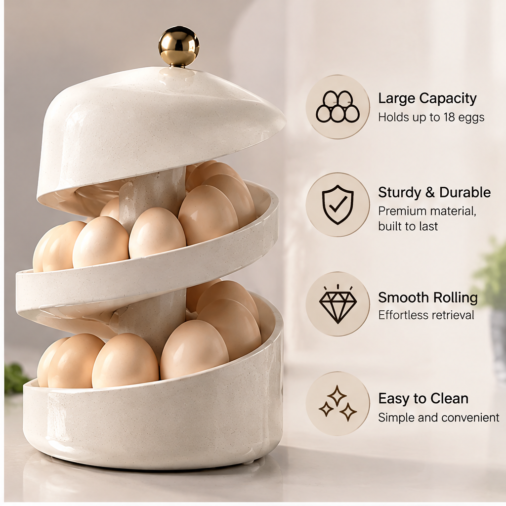 VATILYMOAY spiral egg holder top view rolling design