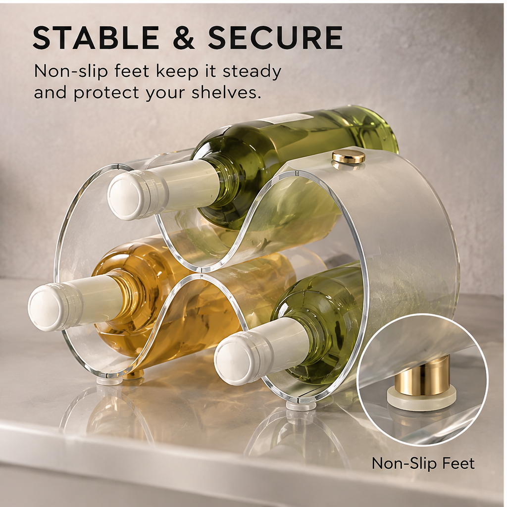 VATILYMOAY wine rack easy access smooth curved design in fridge