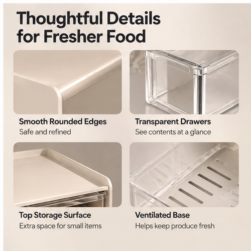 VATILYMOAY 4-Drawer Clear Veggie Fridge Storage