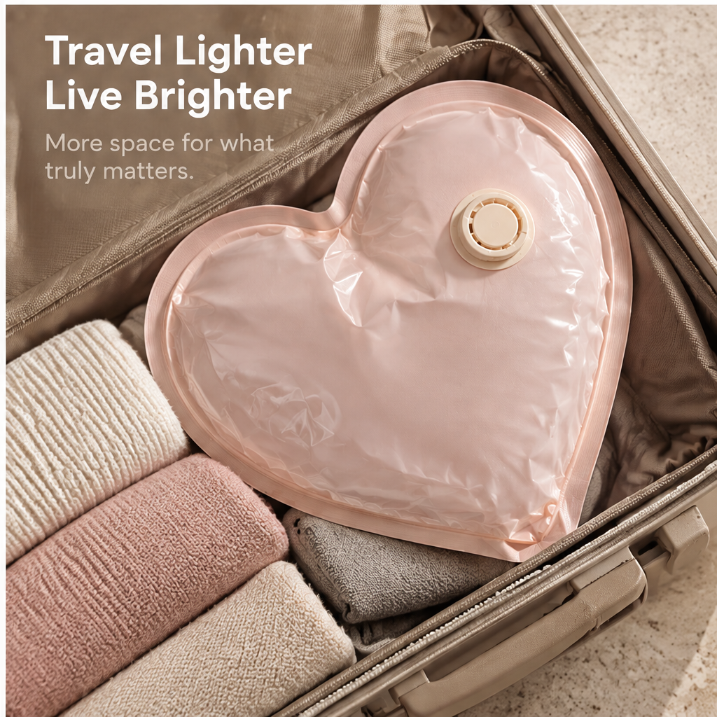 VATILYMOAY pink heart vacuum bag airtight valve leak-proof seal maximum compression