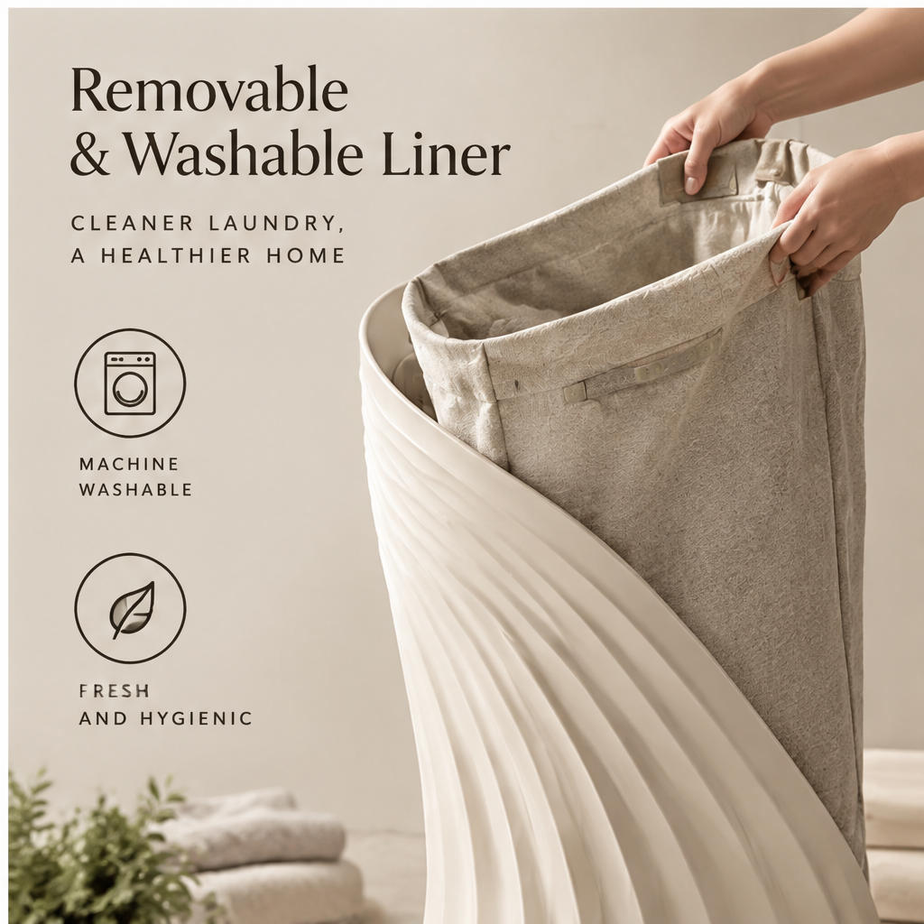 VATILYMOAY wave laundry hamper sculpted for calmer home premium material smooth surface sturdy